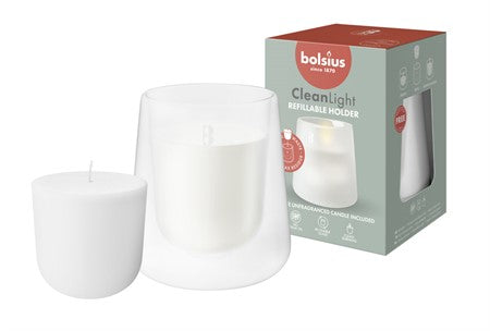 Bolsius Clean Light White Med Lykta & Ljus